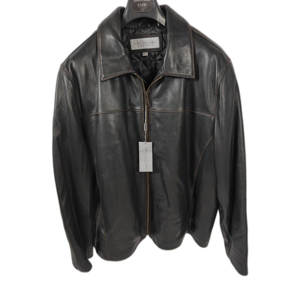 Mens Marc New York Leather Jacket Black 4XLT - Picture 7 of 11